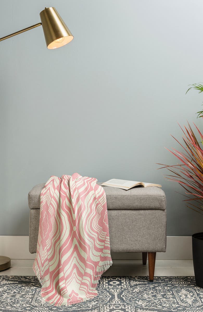 Deny Designs Jenean Morrison Wave of Emotions Pink Woven Throw Blanket, Alternate, color, 