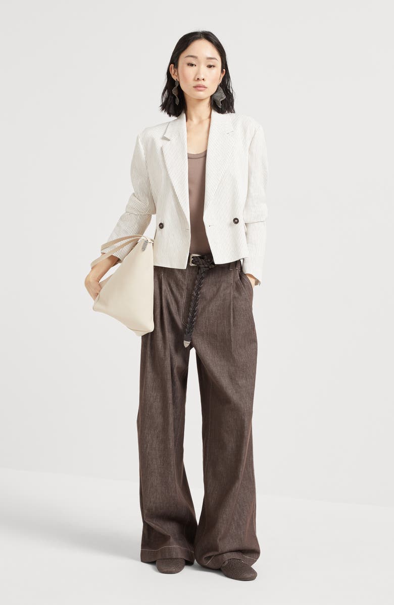 Brunello Cucinelli Ribbed jersey top, Alternate, color, 