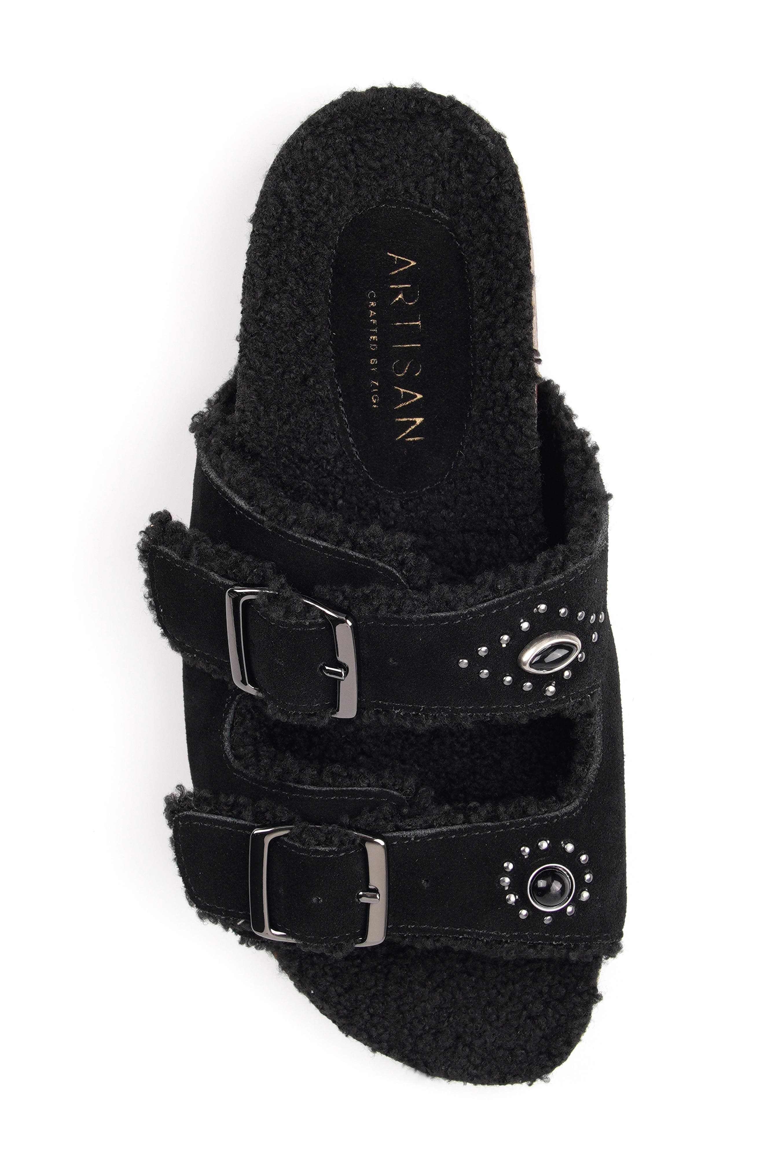 Tyree Leather Slide Sandal, Alternate, color, BLACK SUEDE