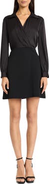 Donna Morgan Long Sleeve Faux Wrap Minidress