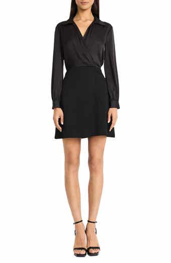 Donna Morgan Long Sleeve Faux Wrap Minidress