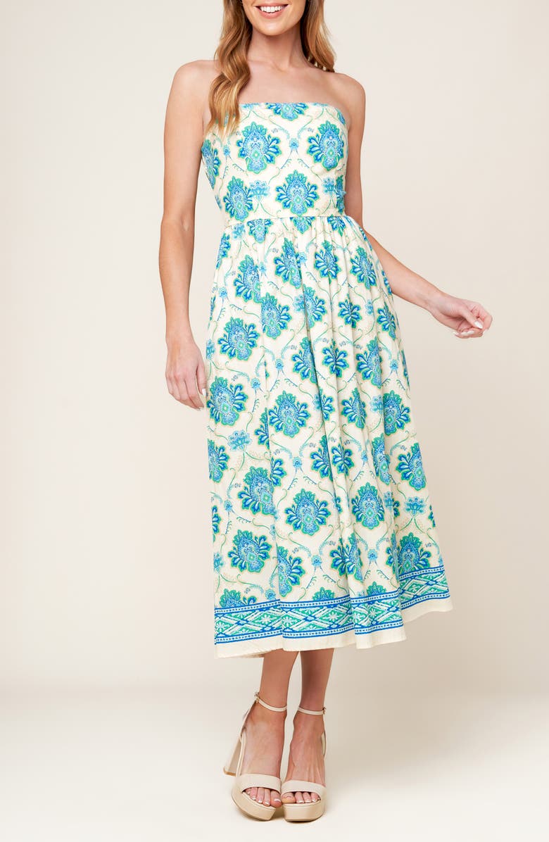 FLYING TOMATO Strapless Cotton Fit & Flare Sundress, Alternate, color, 