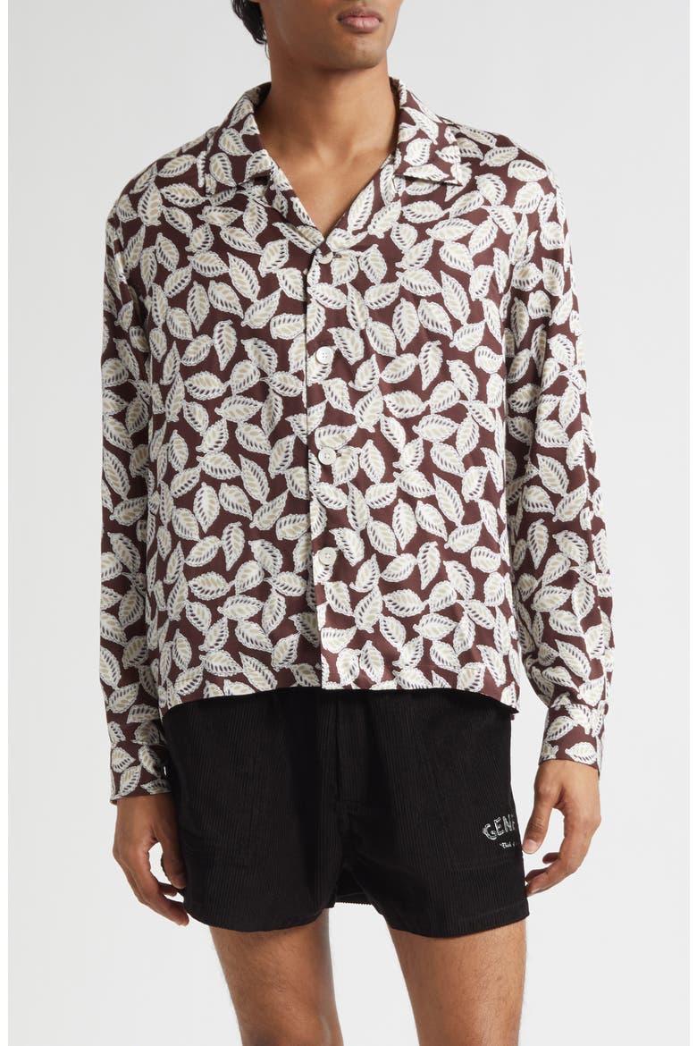 Paper Birch Print Camp Shirt, Main, color, BROWN WHITE