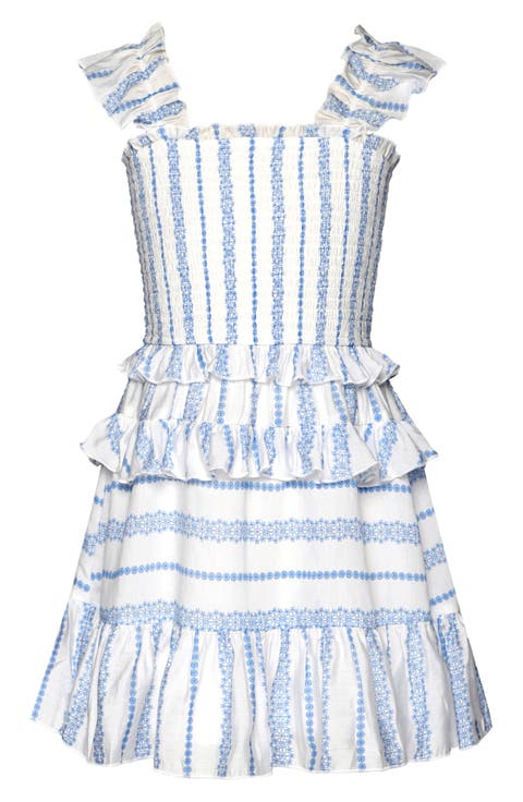 Kids' Floral Stripe Ruffle Dress (Big Kid)