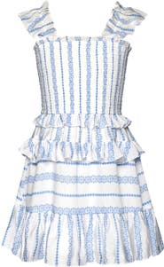 Hannah Banana Kids' Floral Stripe Ruffle Dress