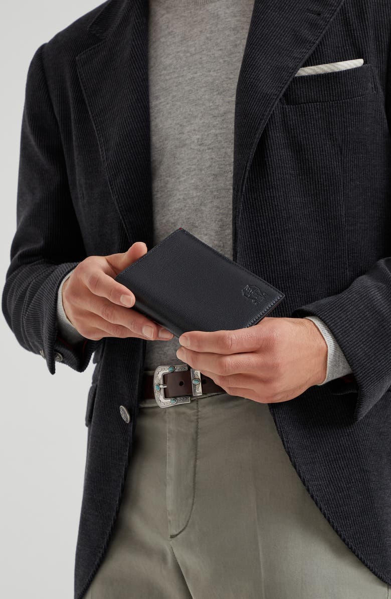 Brunello Cucinelli Capretta passport holder, Alternate, color, Black