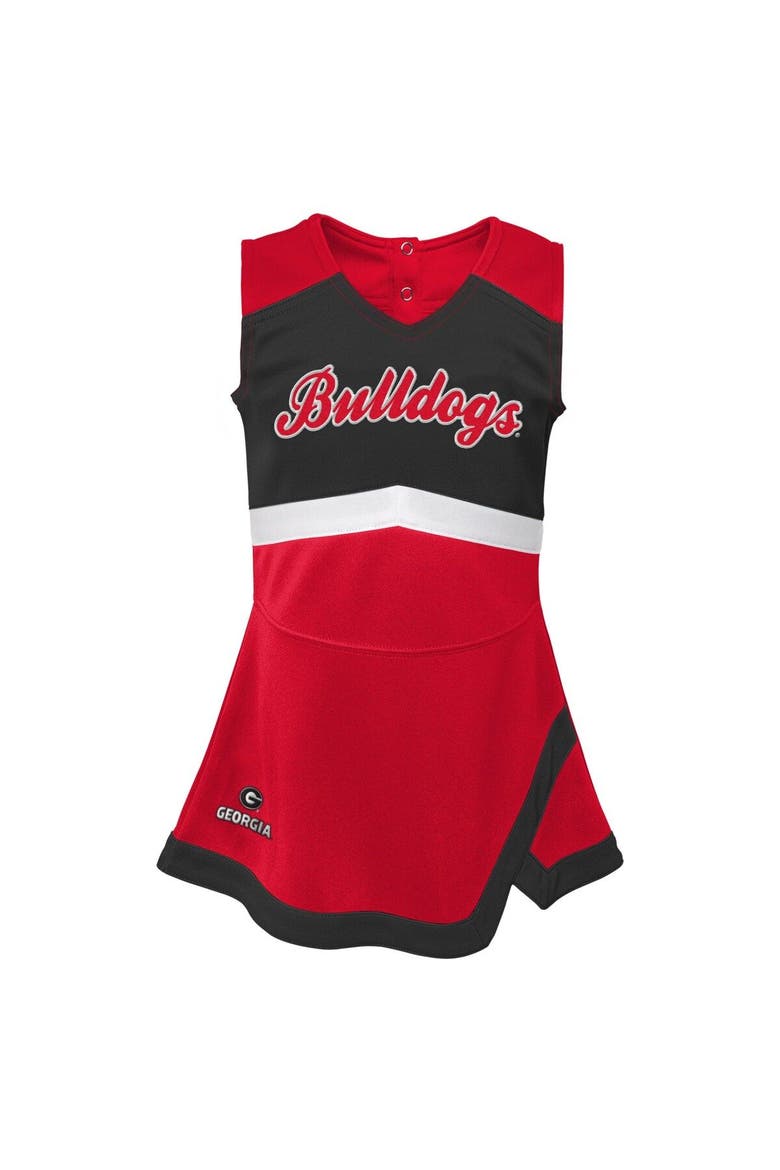 Girls Toddler Red/Black Georgia Bulldogs Two-Piece Cheer Captain Jumper Dress & Bloomers Set, Alternate, color, Red