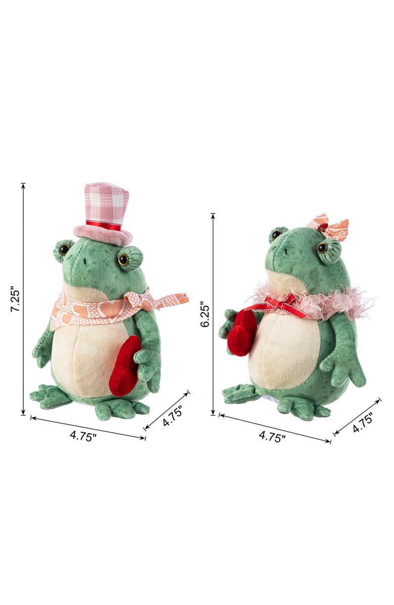 Glitzhome Set of 2 Valentine's Frog Couple Figurine, Alternate, color, Red