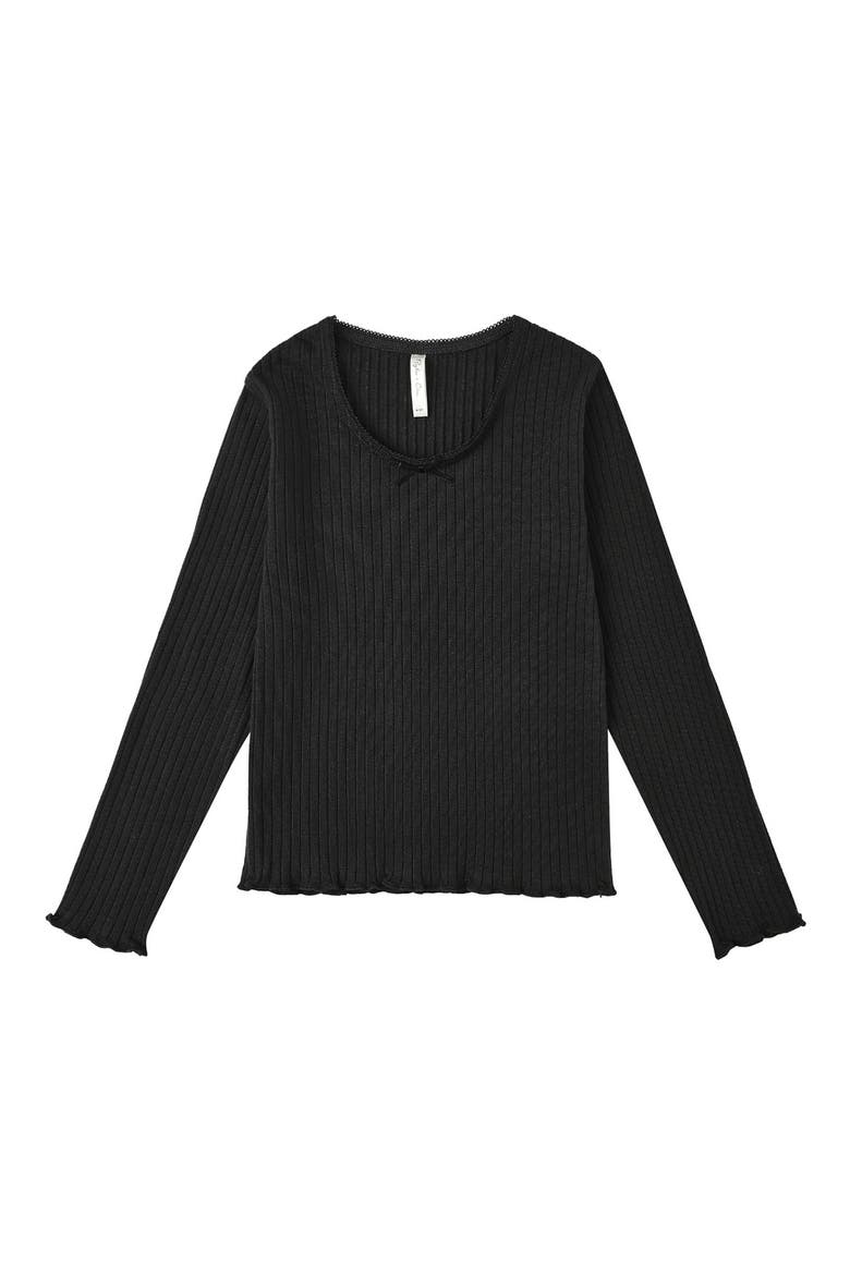 Kids' Ribbed Long Sleeve T-Shirt, Main, color, BLACK