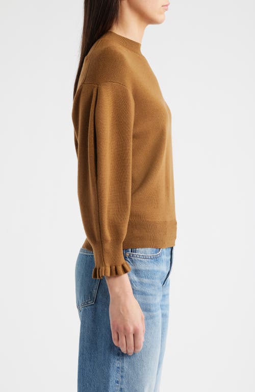 Madewell Ruffle Mockneck Merino Wool Blend Sweater In Brown