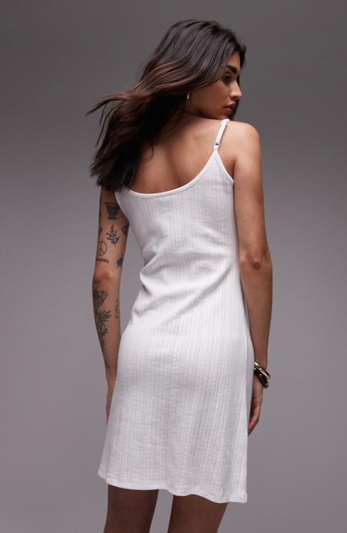Topshop Pointelle Cotton Minidress In White