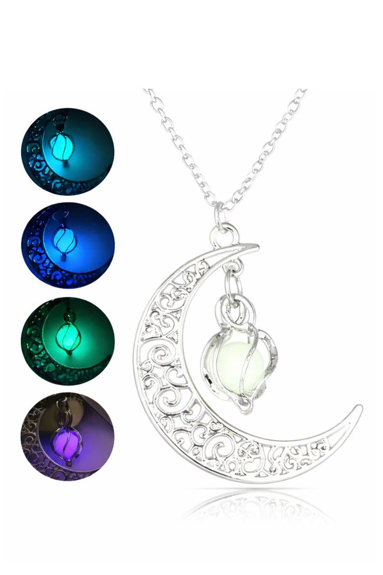 Moon Glow Pendant Necklace, Main, color, BLUE