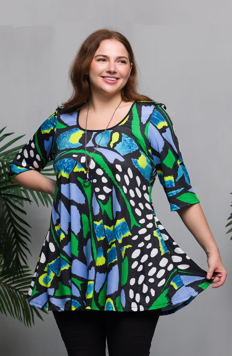 24seven Comfort Apparel Casual Stretch Jersey Tunic Top, Alternate, color, 