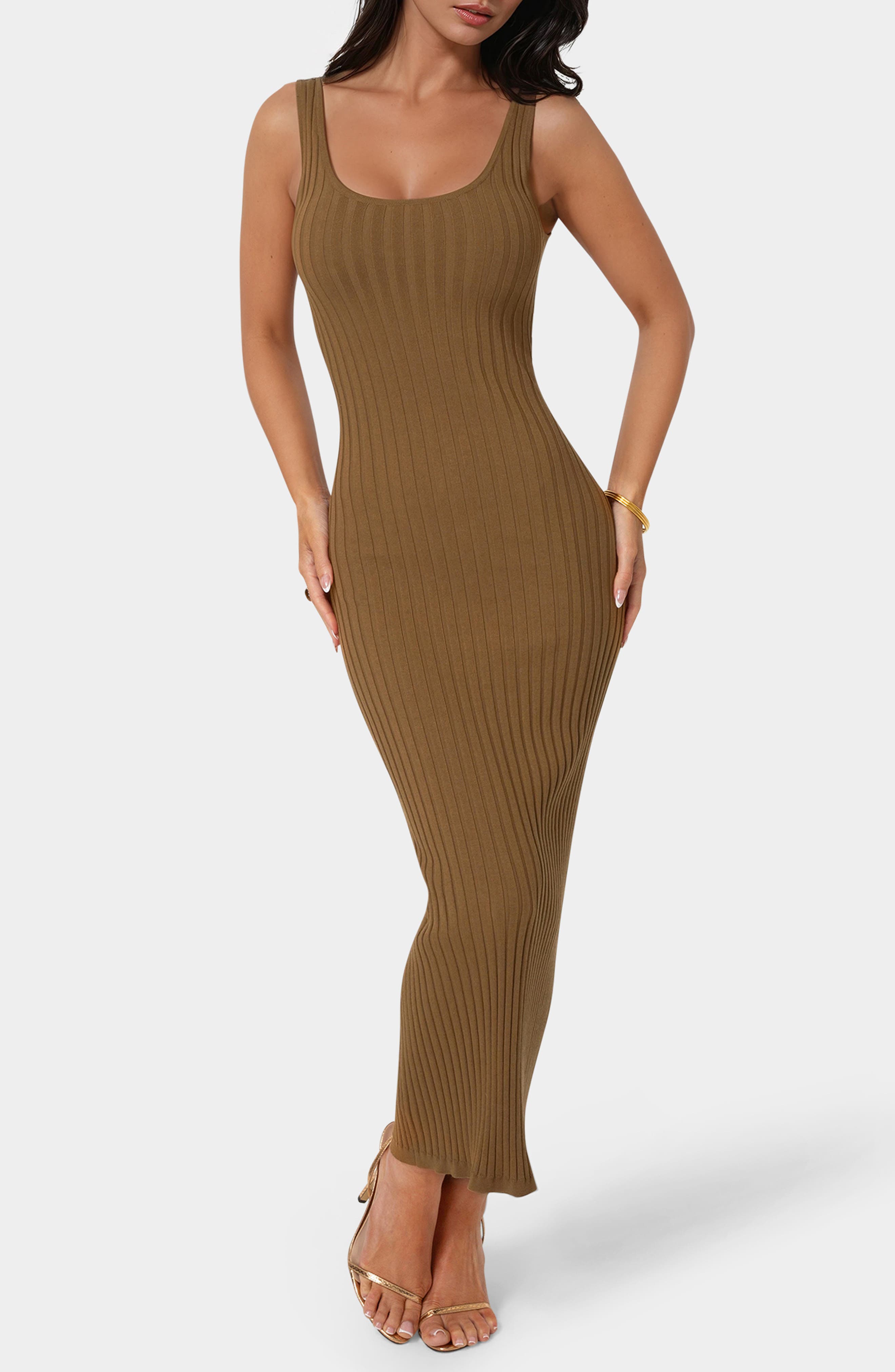 bebe Sleeveless Ribbed Maxi Dress