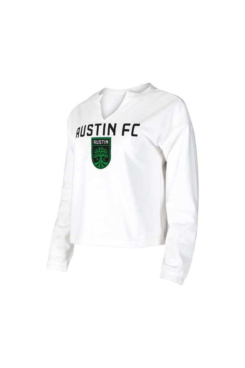 Women's Concepts Sport  White Austin FC Sunray Notch Neck Long Sleeve T-Shirt, Main, color, White