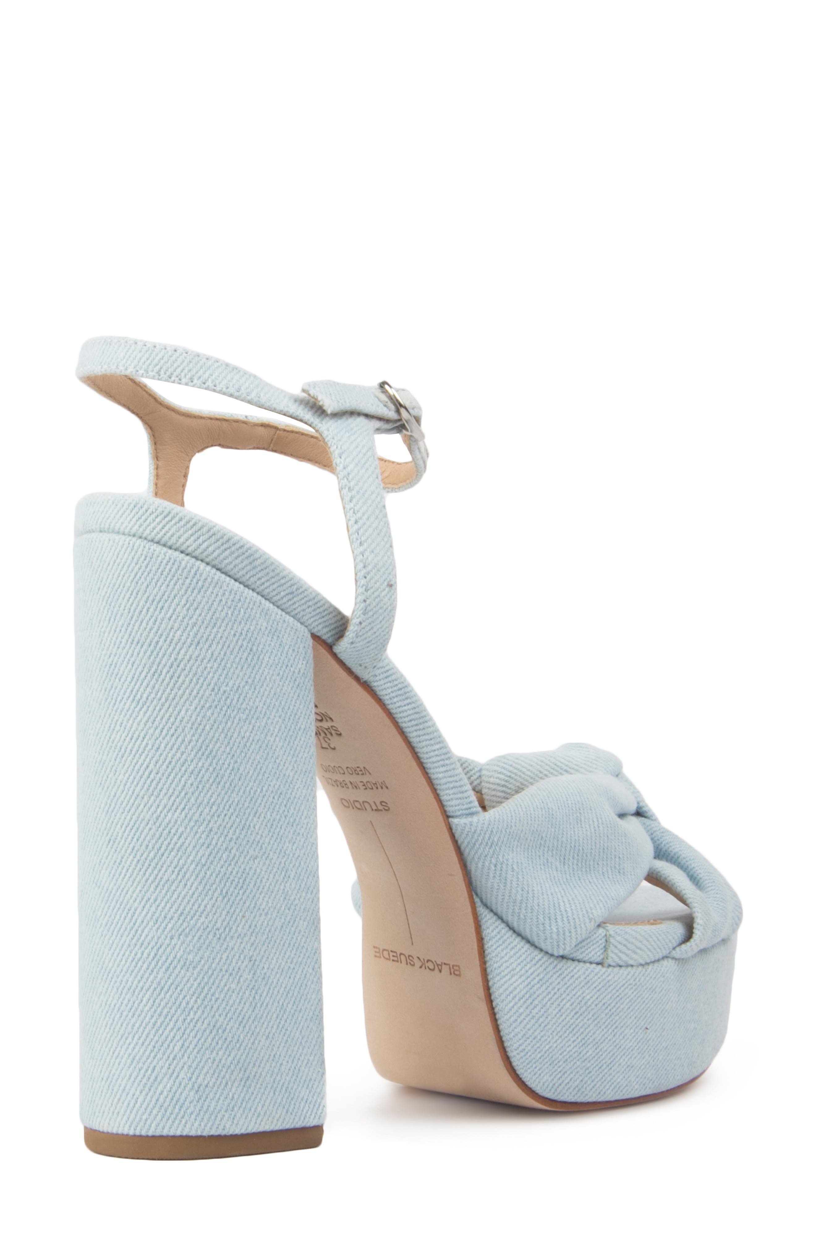 BLACK SUEDE STUDIO Abby Denim Block Heel Platform Sandal, Alternate, color, 