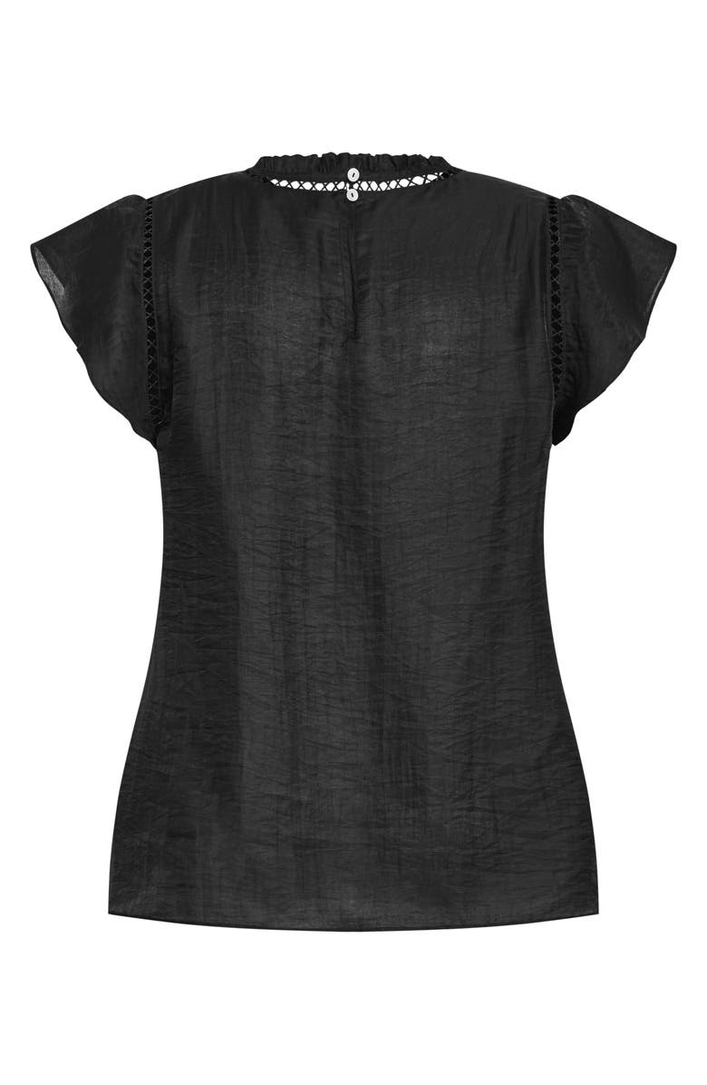 City Chic Lorelai Flutter Sleeve Top, Alternate, color, Black