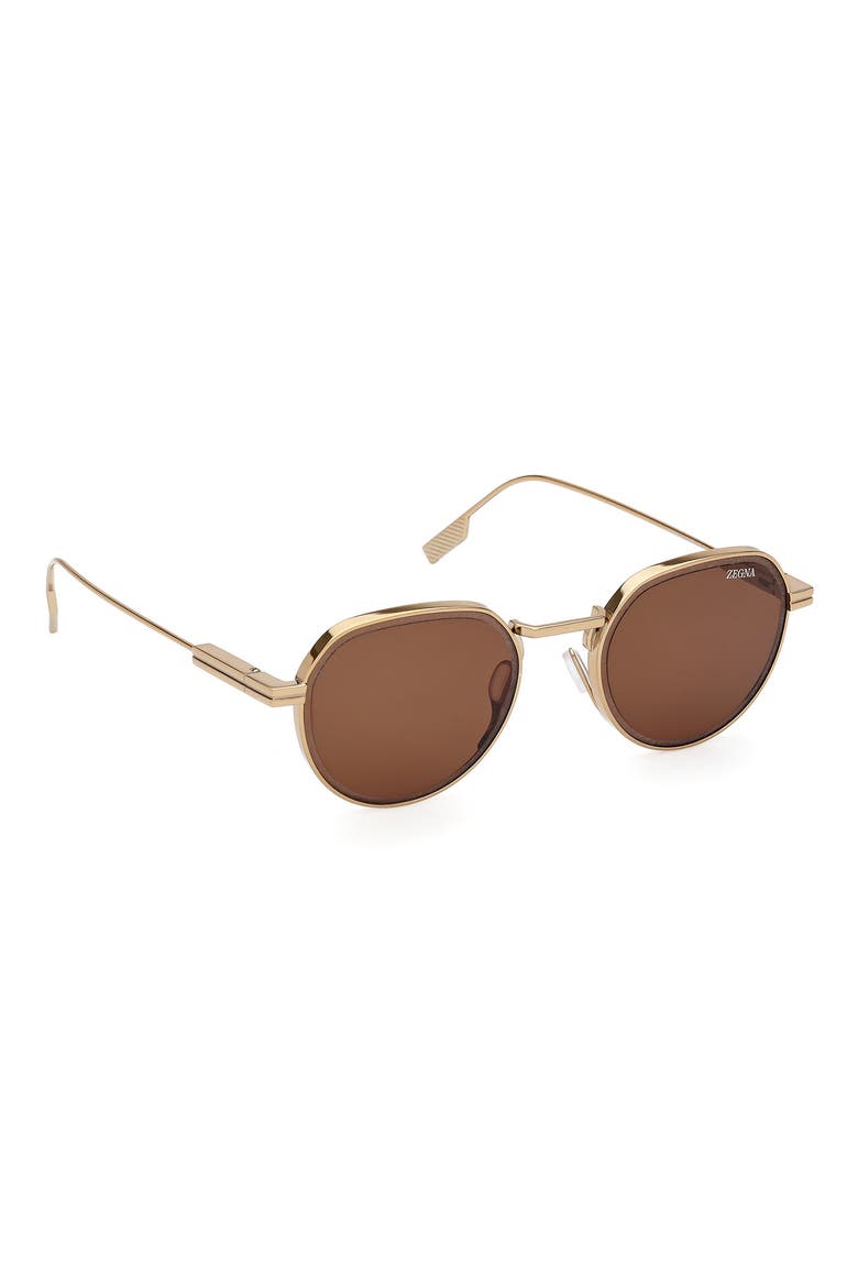 52mm Round Polarized Sunglasses, Alternate, color, SHINY LIGHT BRONZE / ROVIEX