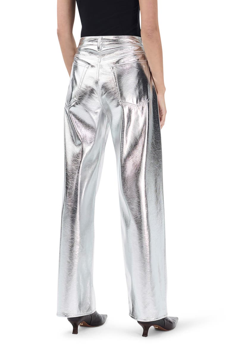 Logan High Waist Faux Leather Wide Leg Pants, Alternate, color, SILVR