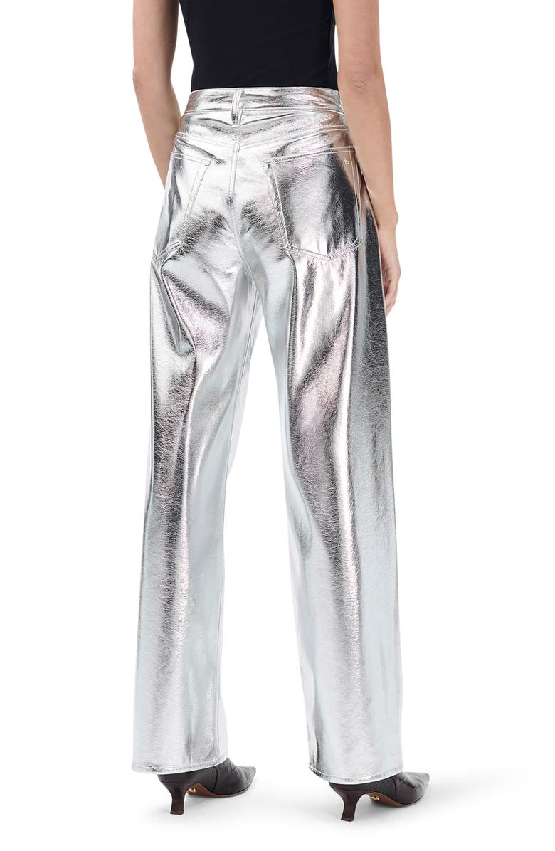 rag & bone Logan High Waist Faux Leather Wide Leg Pants, Alternate, color, Silver