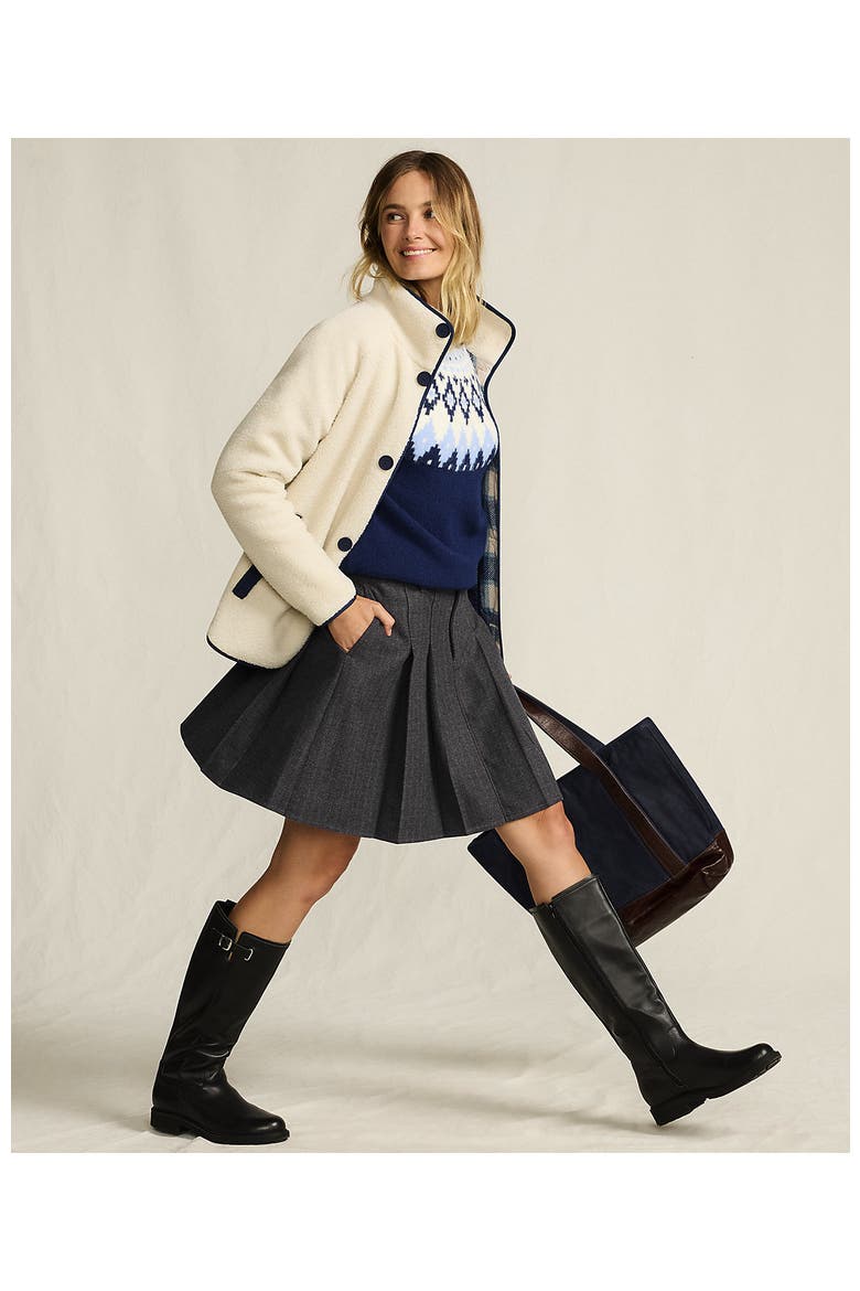 Plus Size Brushed Flannel Pleated Mini Skirt, Alternate, color, Dark Gray Herringbone