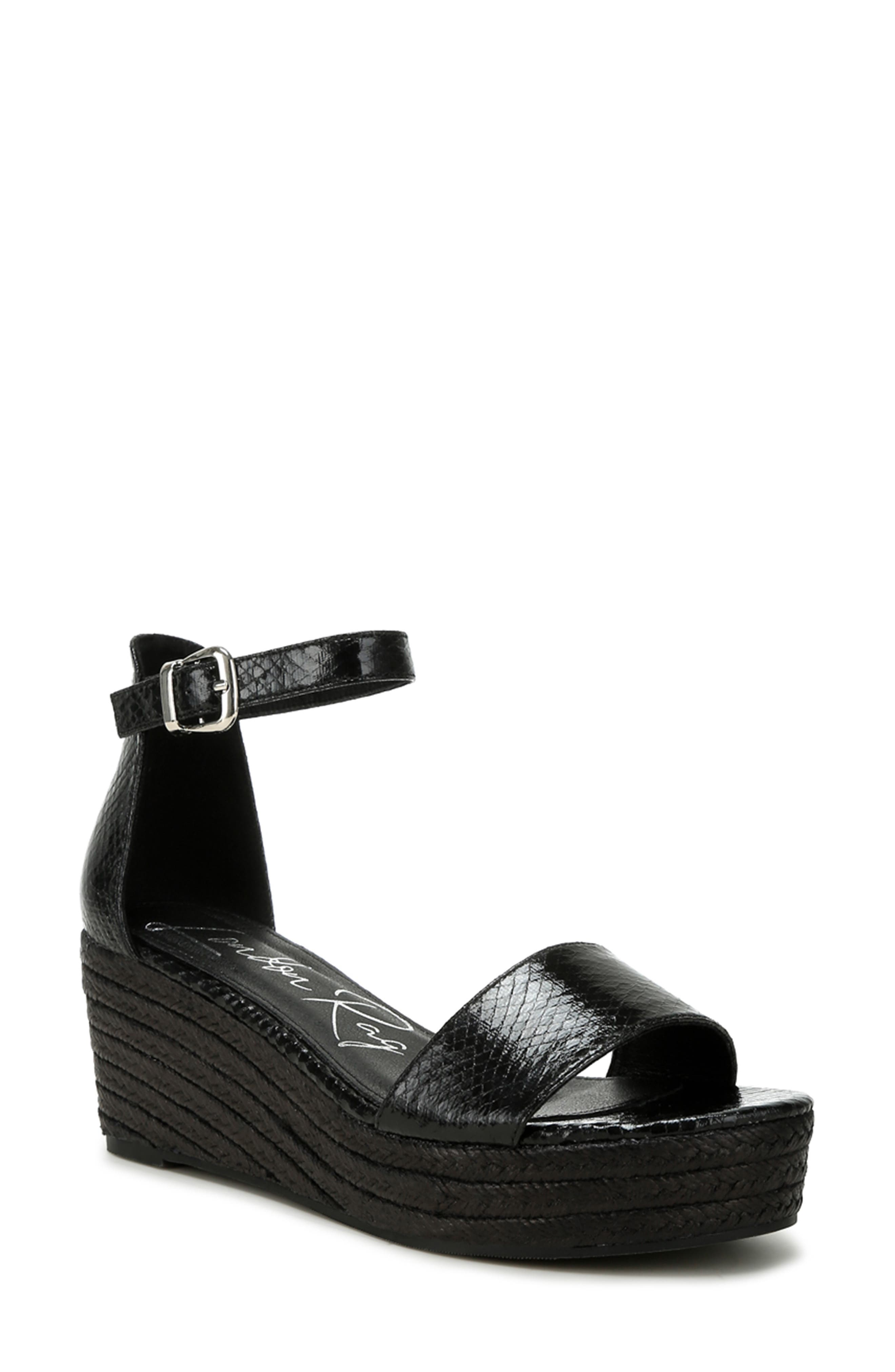 LONDON RAG Utah Platform Wedge Espadrille Sandal, Main, color, Black