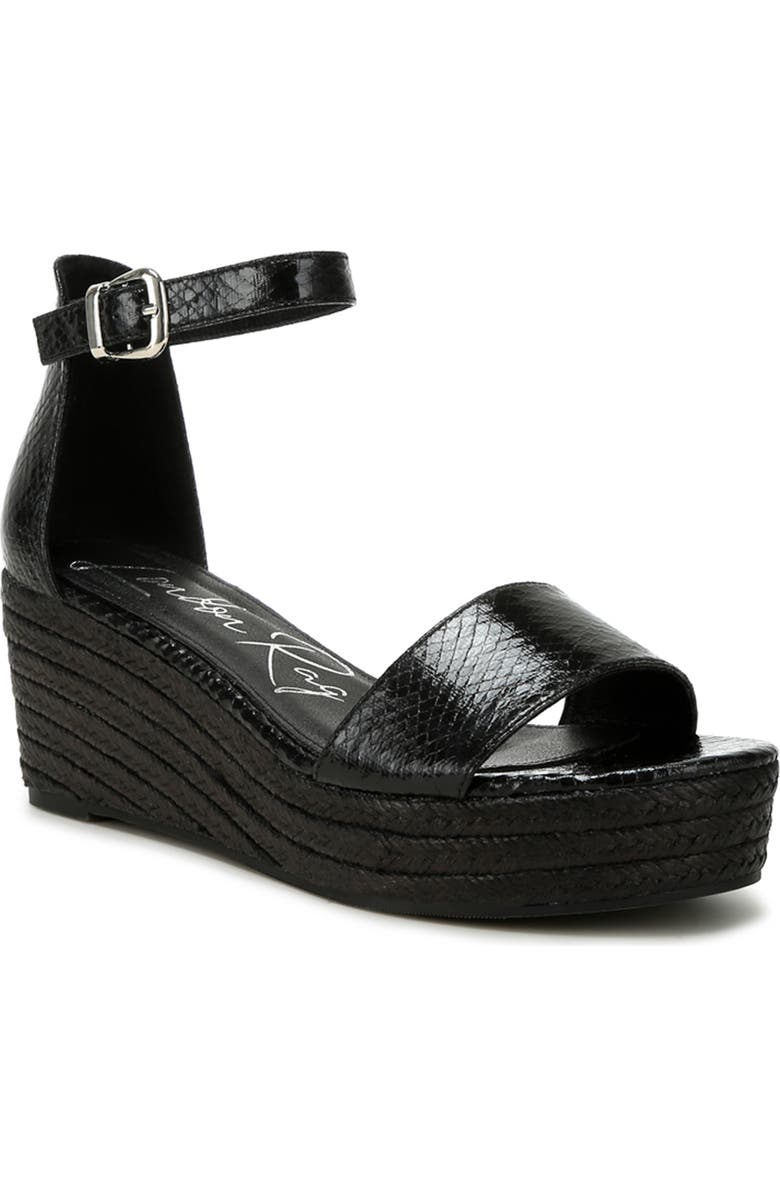 LONDON RAG Utah Platform Wedge Espadrille Sandal, Main, color, Black
