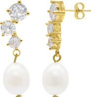 Adornia CZ & 9-10mm Freshwater Pearl Drop Earrings