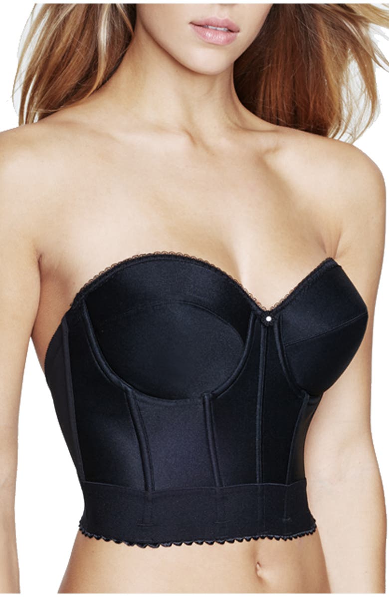Dominique Intimates Noemi Backless Strapless Longline Bustier Bridal Bra, Alternate, color, Black