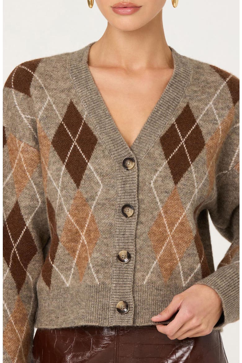 Ashtyn Argyle Cardigan, Alternate, color, BROWN ARGYLE