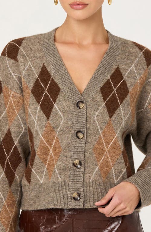 Astr The Label Ashtyn Argyle Cardigan In Brown