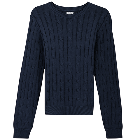 Cable Knit Ribbed Neck Sweater