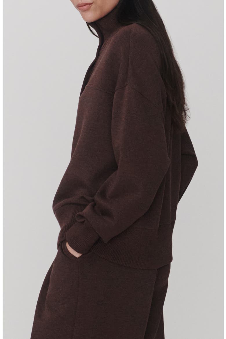 Bronya Button Placket Sweatshirt, Alternate, color, COFFEE BEAN MARL