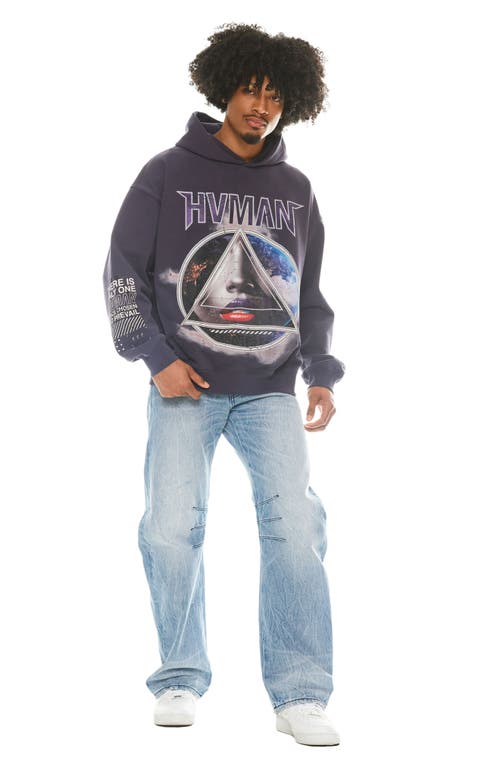 Cult Of Individuality Human Cotton Graphic Hoodie In Parachute Purple