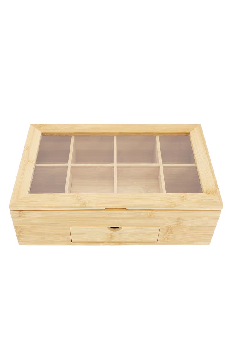 Wood Tea Box Organizer, Alternate, color, Bamboo