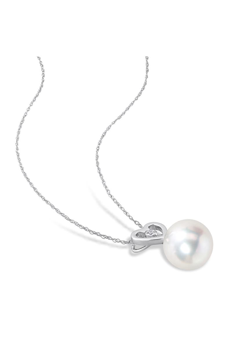 South Sea Pearl & Diamond Heart Drop Necklace 10k, Alternate, color, Pearl