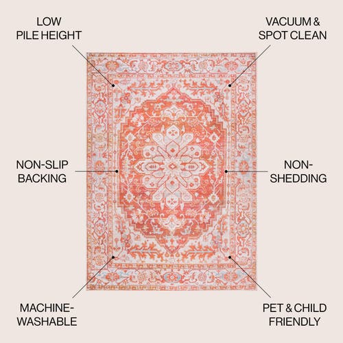 Jonathan Y Asa Ornate Medallion Machine-washable Area Rug In Red