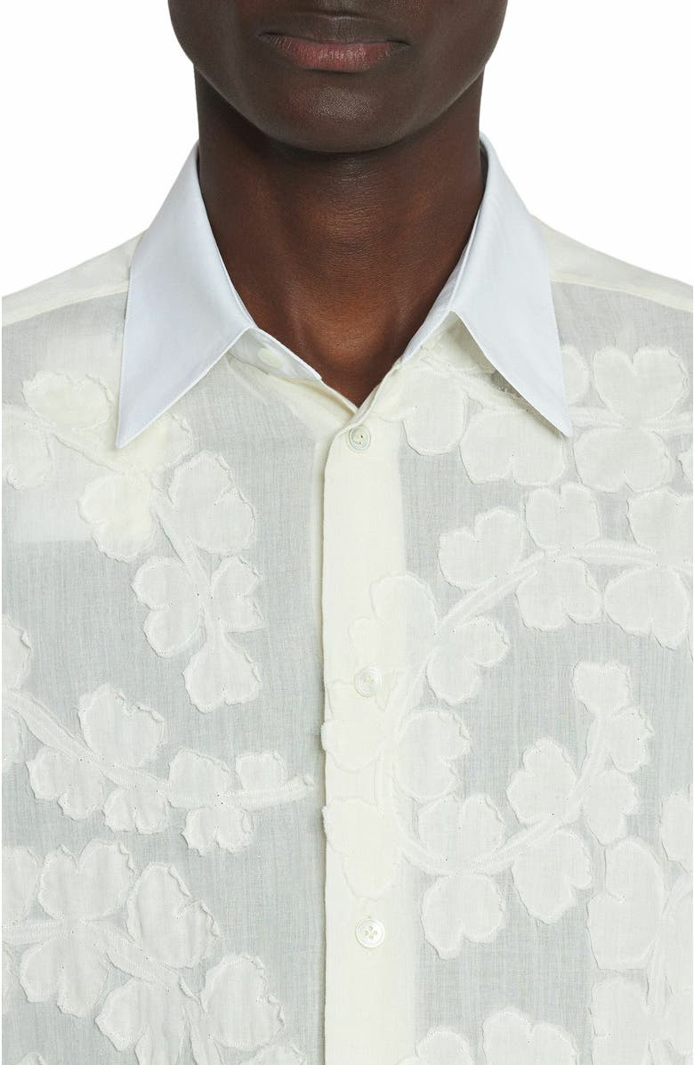 Lanvin Cotton Voile Shirt With Cut-Outs, Alternate, color, Optic White