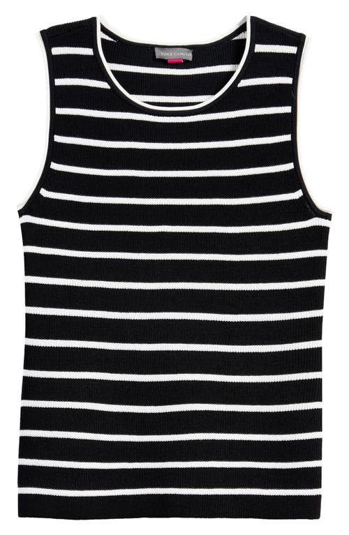 Vince Camuto Stripe Sweater Tank In Rich Black