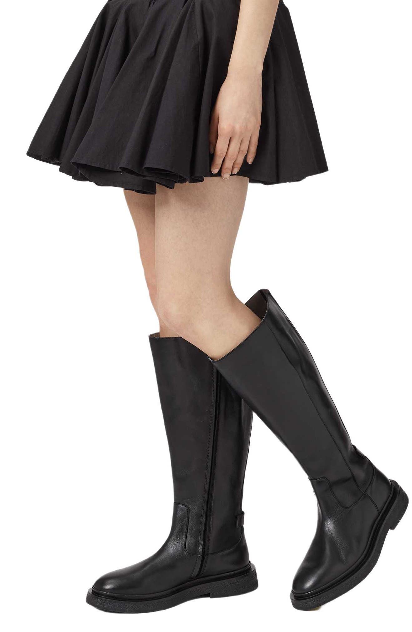 AllSaints Escher Rider Knee High Boot, Alternate, color, Black