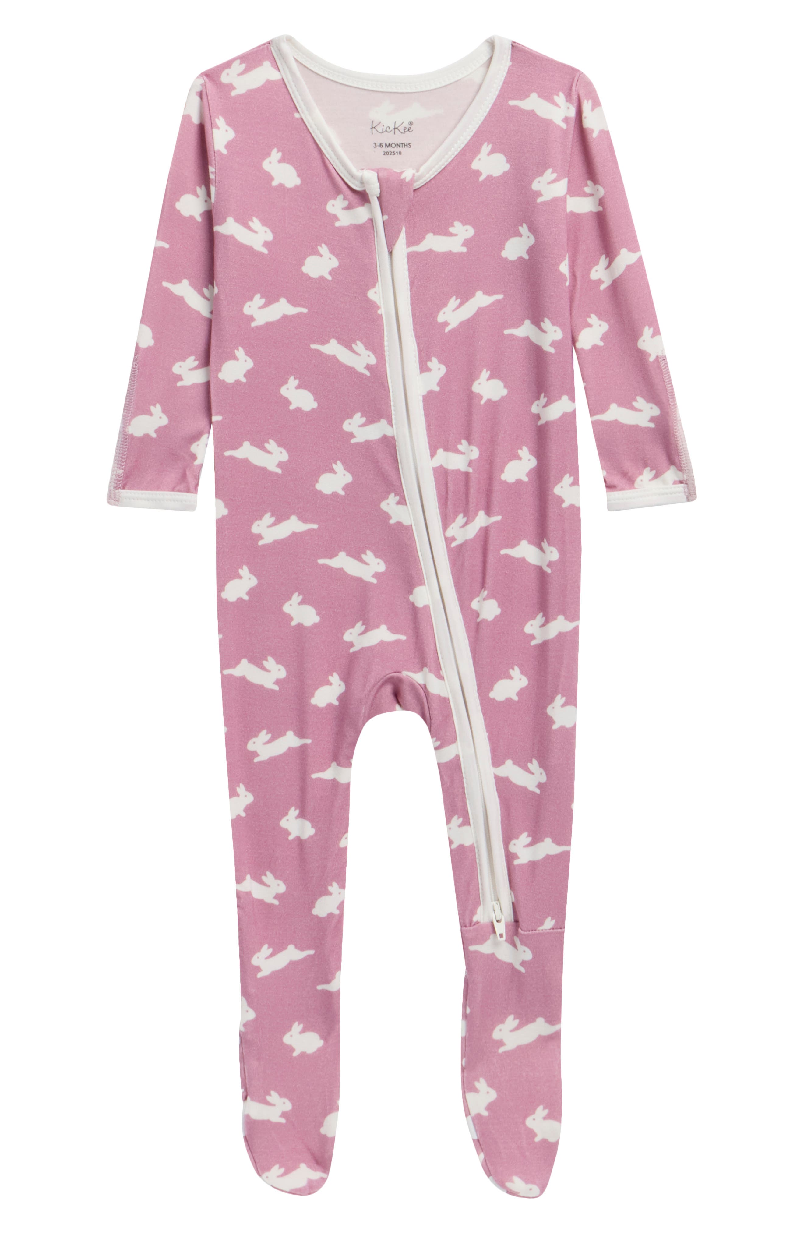 Bunny Print Zip Fitted Fleece Footie