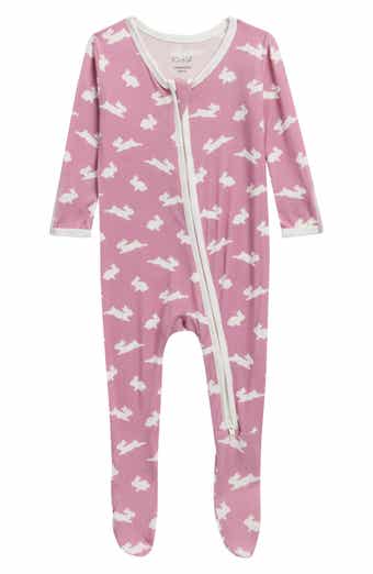Bunny Print Stretch Viscose Zip Footie