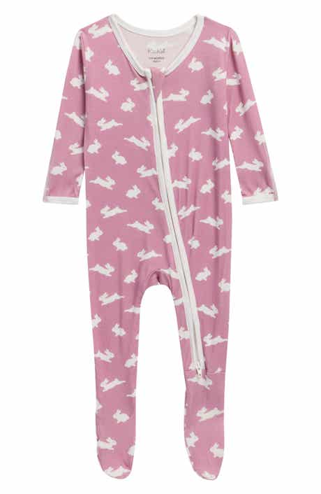 Bunny Print Zip Fitted Fleece Footie