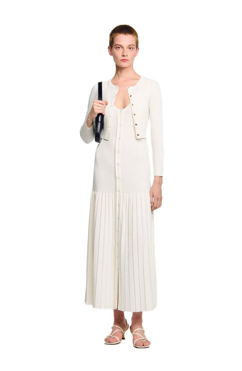 SANDRO Cropped rib knit cardigan, Alternate, color,