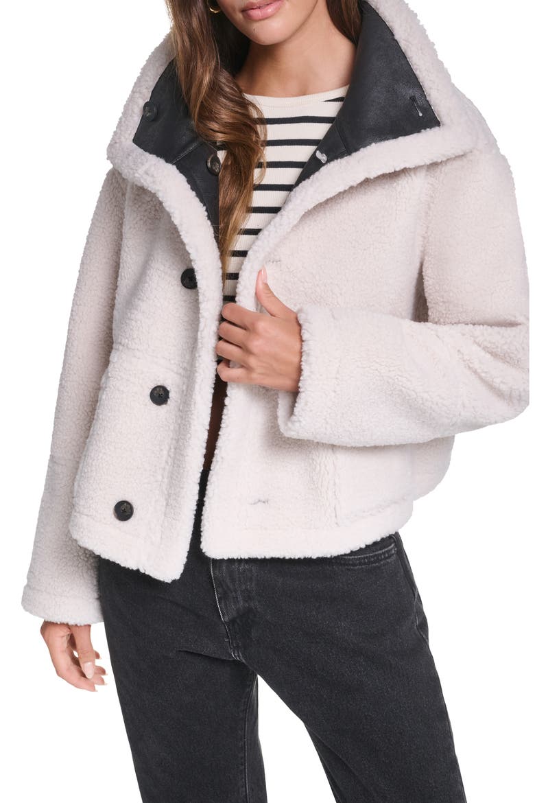 Reversible Faux Shearling Jacket, Alternate, color, BIRCH BLK