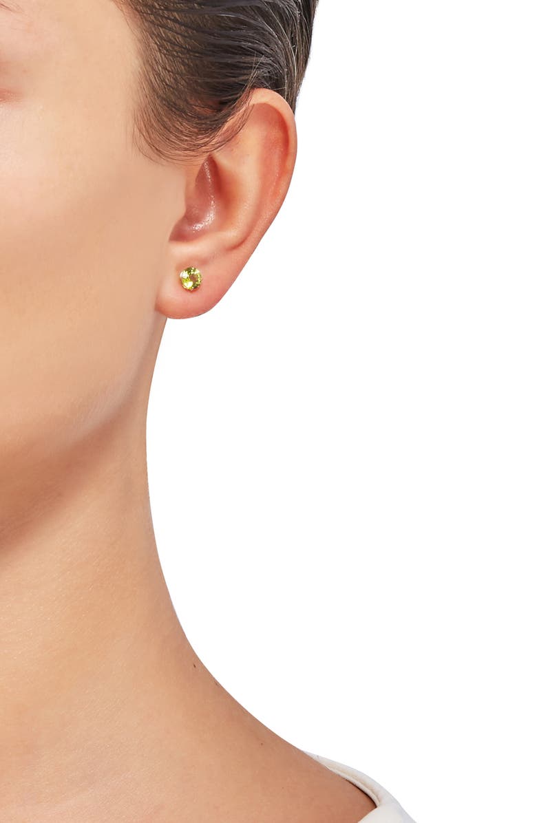 Frankie & Zoe Peridot Solitaire Stud Earrings, Alternate, color, Yellow Gold