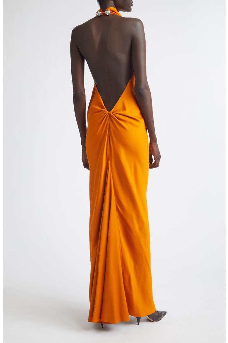The Ophelia Halter Neck Stretch Crepe Gown, Alternate, color, SUNSET