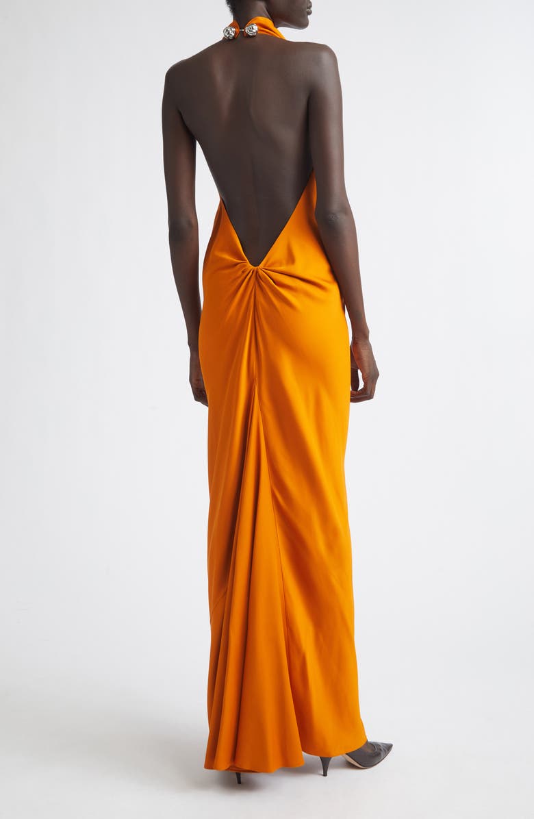 Brandon Maxwell The Ophelia Halter Neck Stretch Crepe Gown, Alternate, color, Sunset