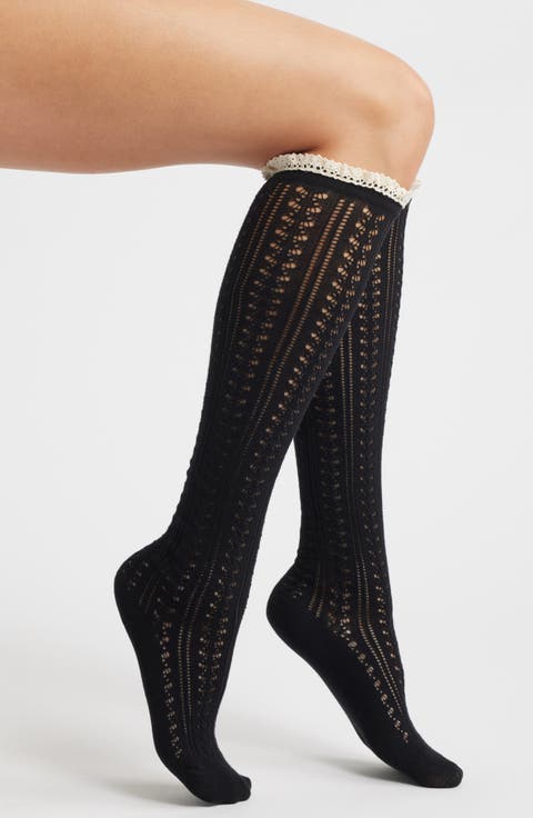 Misty Pointelle Tall Socks