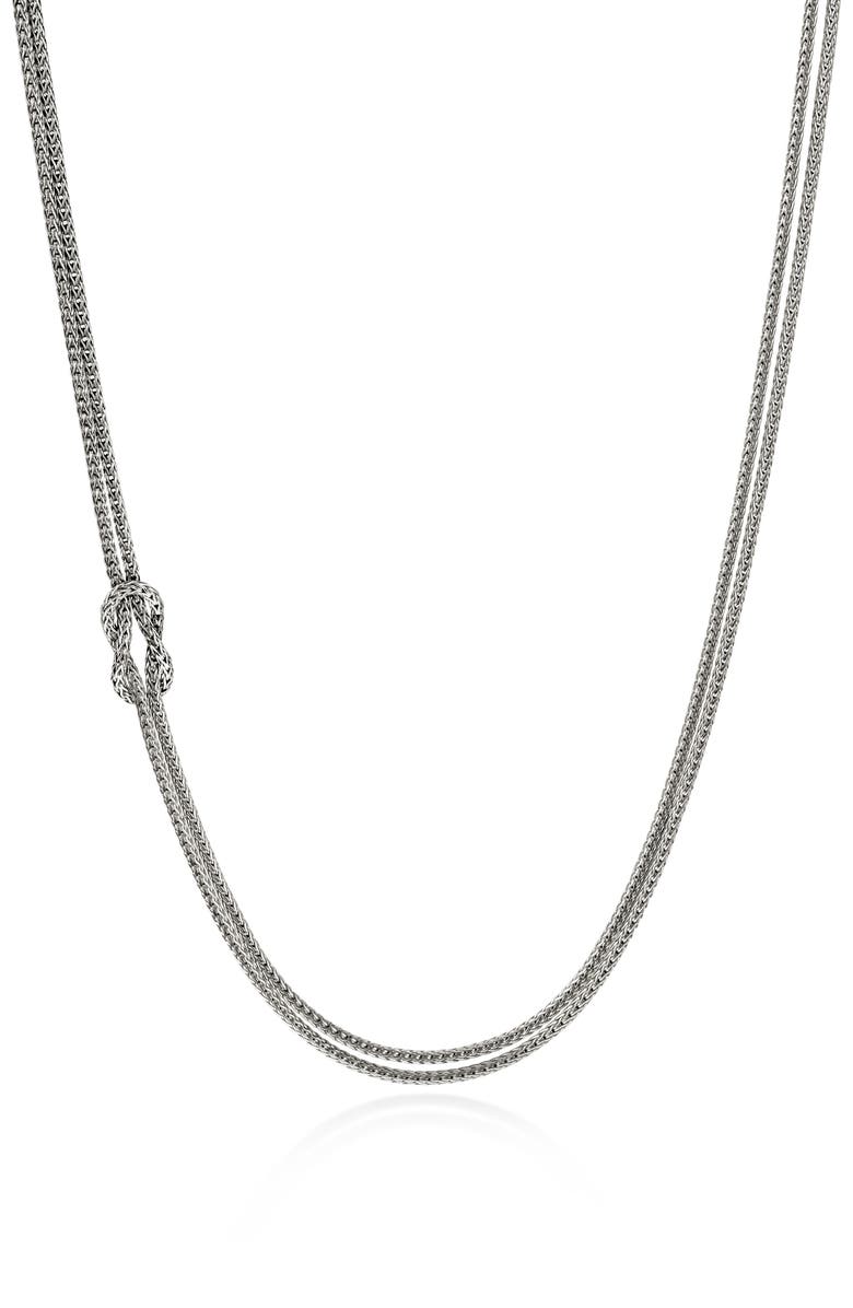 John Hardy Love Knot Necklace, Main, color, Silver